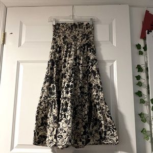 Lightweight khaki ruffled floral printed dress/skirt